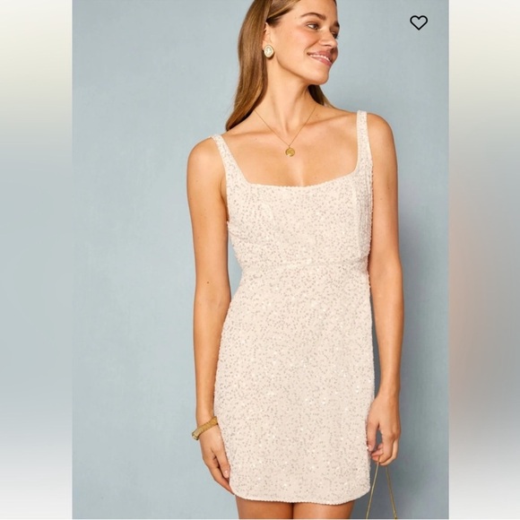 RIXO Ronan Mini Dress Squiggle Sequin Ivory - Picture 3 of 13